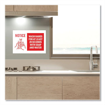 Avery® Preprinted Surface Safe Wall Decals, 10 X 7, Wash Hands For At Least 20 Seconds, White-red Face, Red Graphics, 5-pack freeshipping - TVN Wholesale
